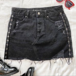 Zara Black Denim Mini Skirt